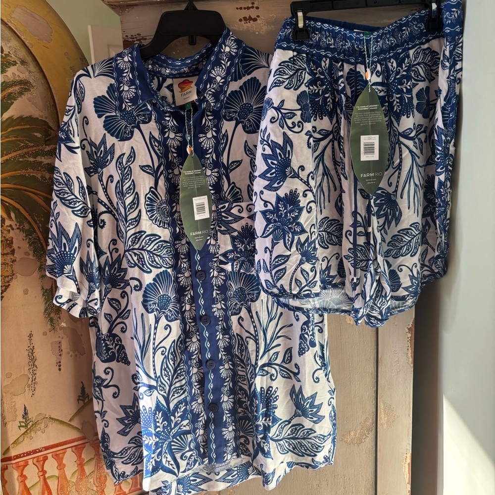 FARM Rio Blue and White Men Shorts set - Picture 2 of 16